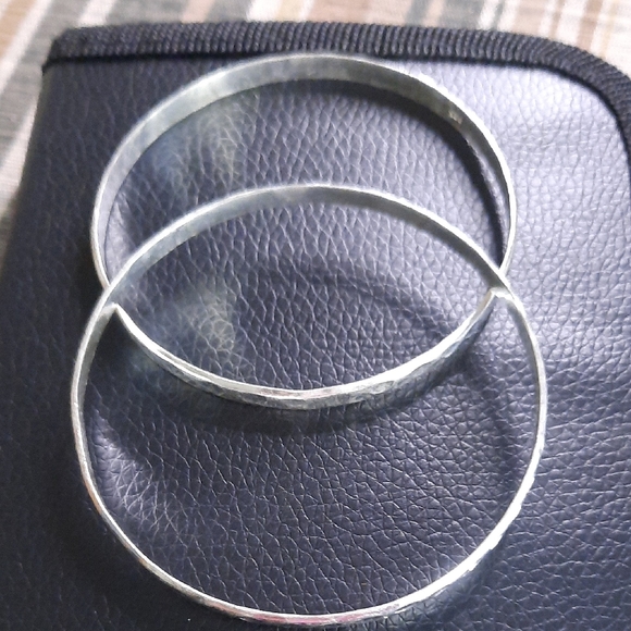 Sterling Silver Textured Bangle Bracelet - Silver - Picture 2 of 5